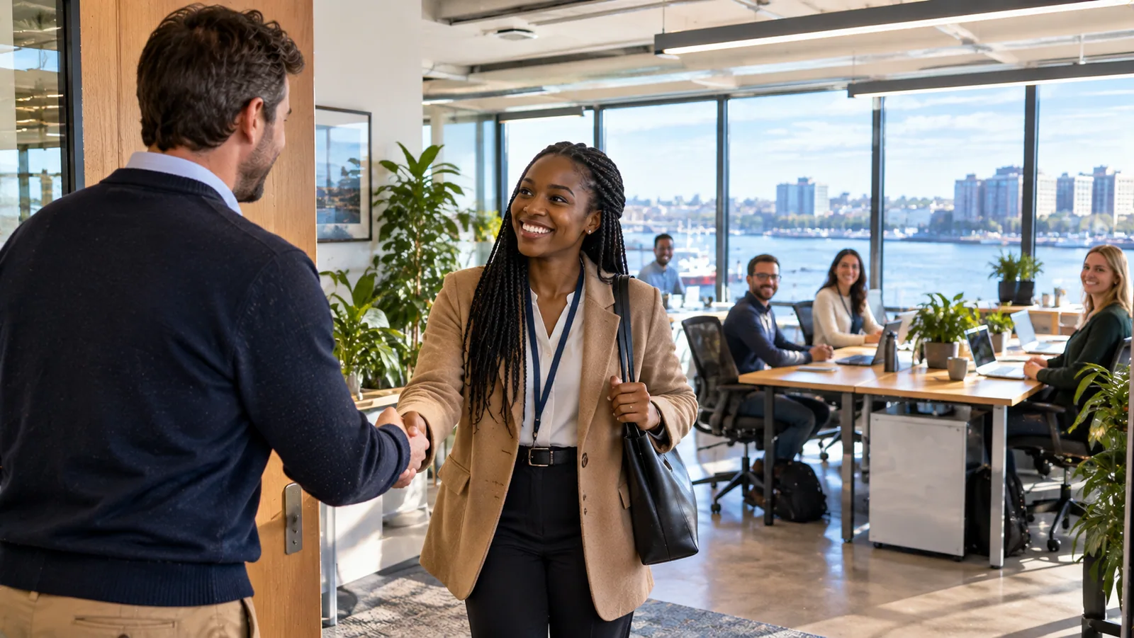 Being welcomed on the first day at a new office